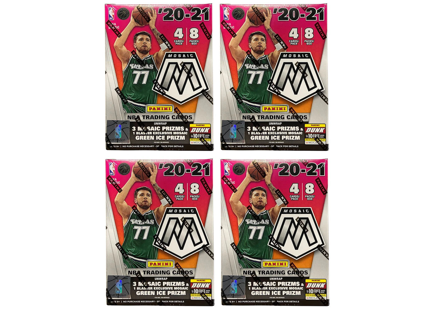 2020-21 Panini Mosaic Basketball Fanatics Exclusive Blaster Box (Green Ice Prizm) 4x Lot