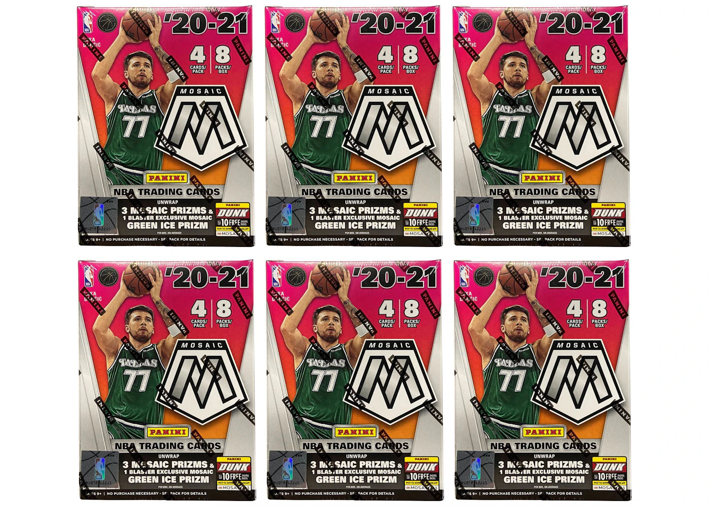 2020-21 Panini Mosaic Basketball Fanatics Exclusive Blaster Box (Green Ice Prizm) 6x Lot