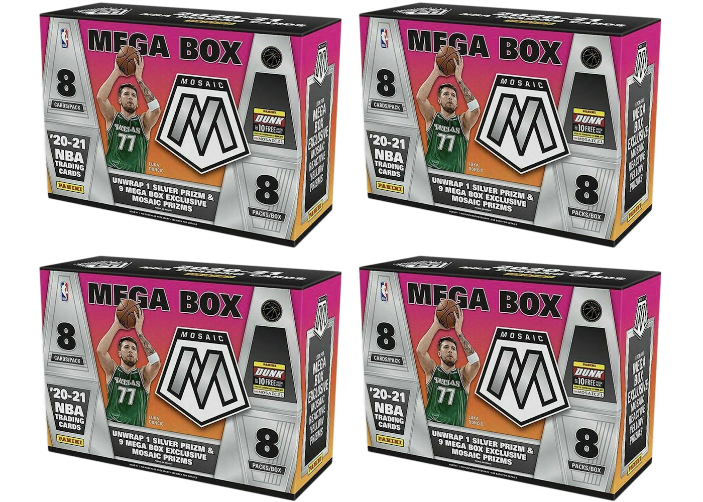 2020-21 Panini Mosaic Basketball Target Mega Box (Reactive Yellow Prizms) (8 Packs) 4x Lot