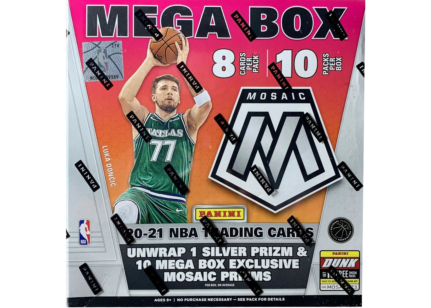 2020-21 Panini Mosaic Basketball Walmart Mega Box (Reactive Blue Prizms) (10 Packs)