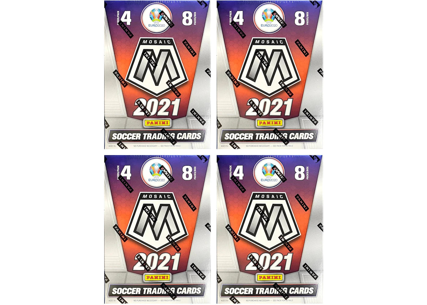 2020-21 Panini Mosaic UEFA Euro Soccer Blaster Box 4x Lot