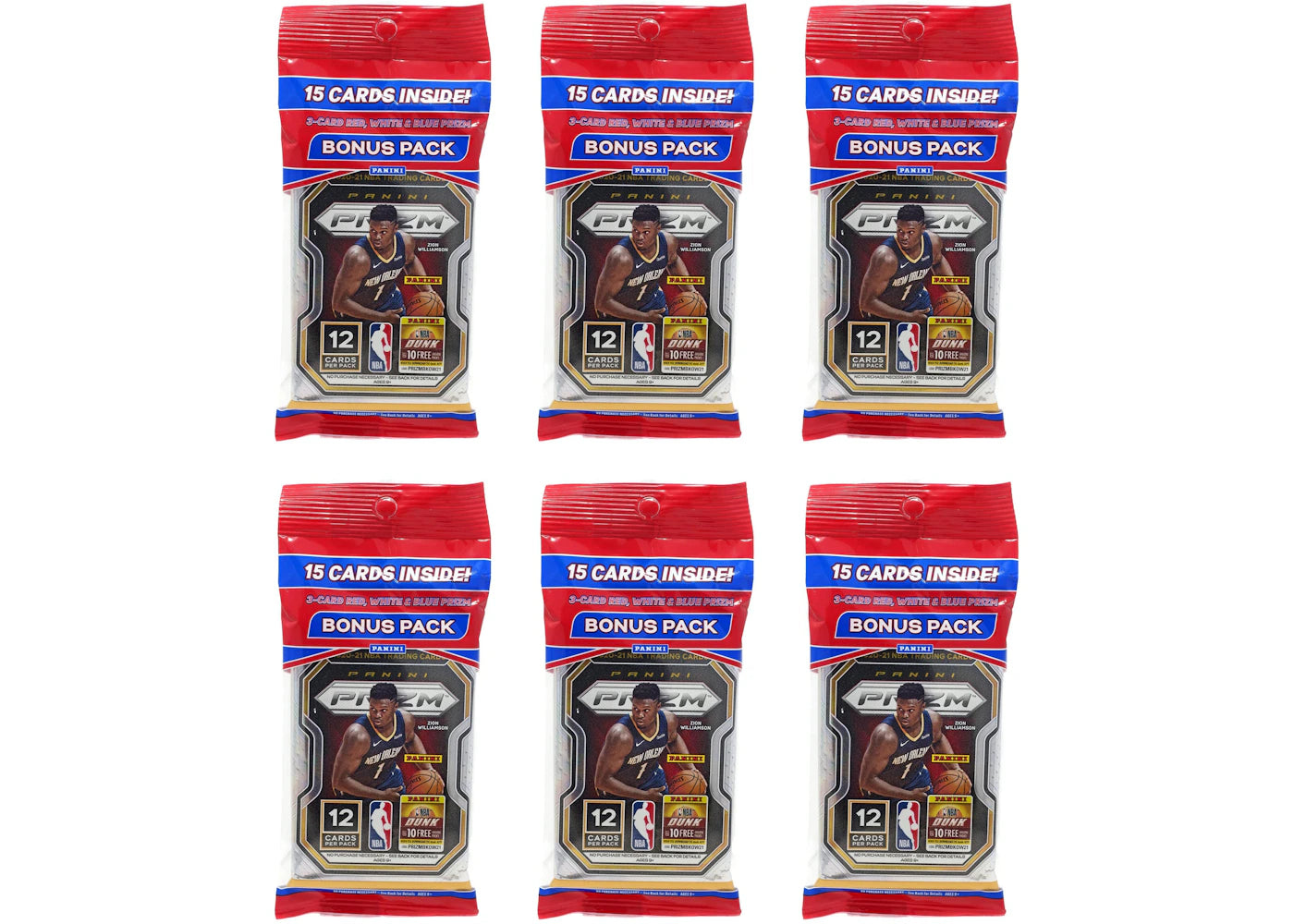 2020-21 Panini Prizm Basketball Cello Pack 6x Lot