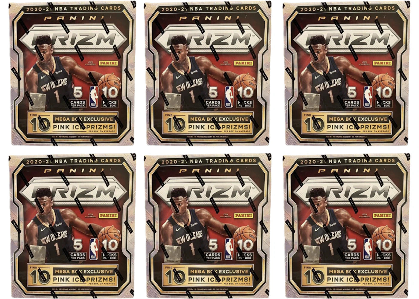 2020-21 Panini Prizm Basketball Mega Box (Pink Ice Prizms) 6x Lot