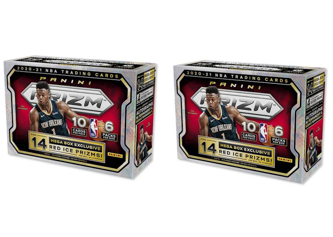2020-21 Panini Prizm Basketball Mega Box (Red Ice Prizms) 2x Lot (Red or Blue Box)