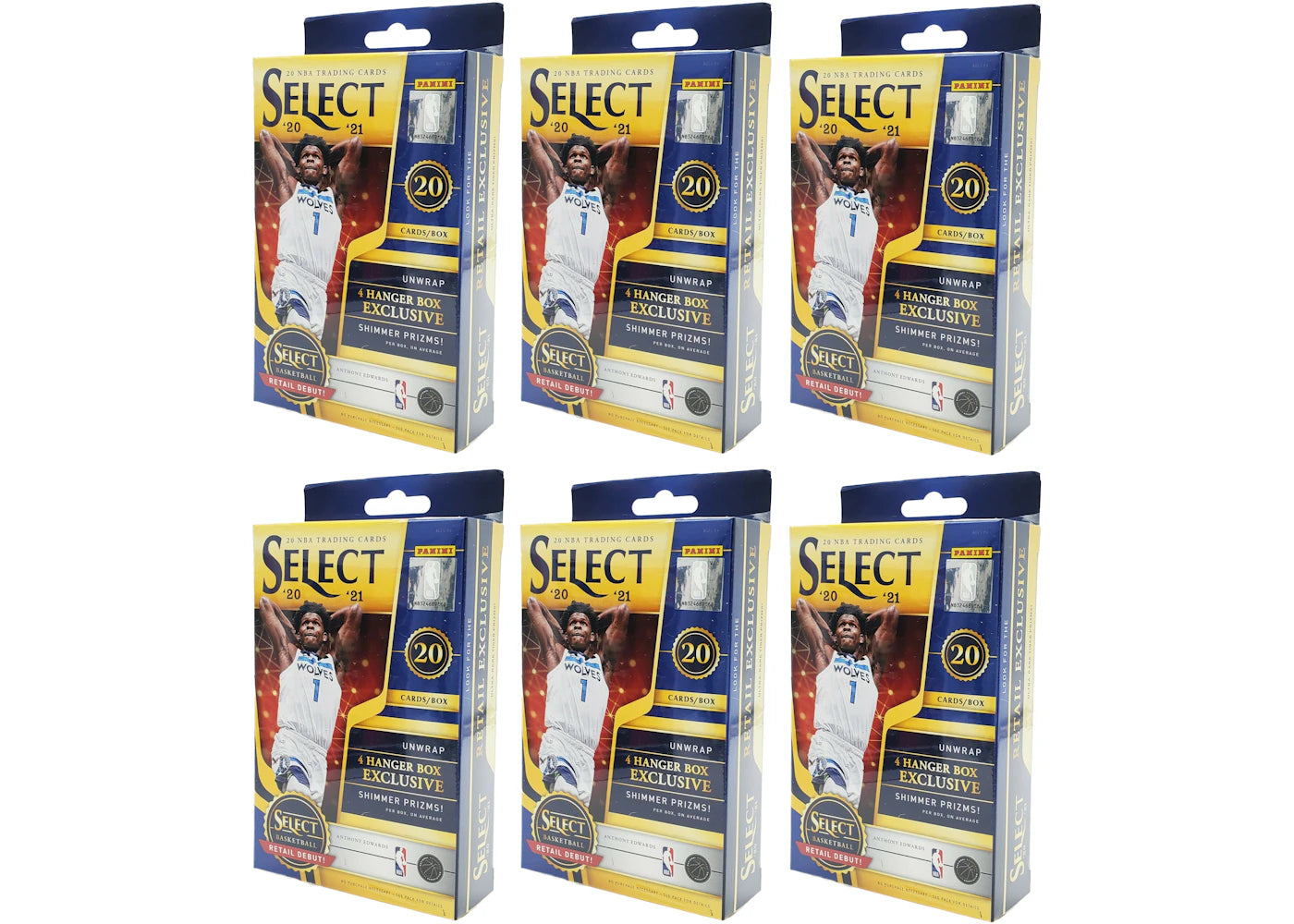 2020-21 Panini Select Basketball Hanger Box (Shimmer Prizms) 6x Lot