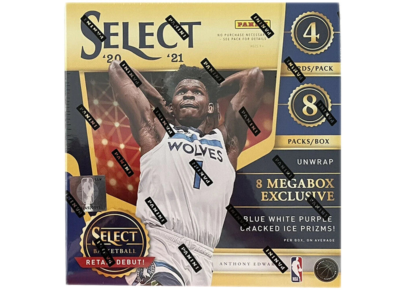 2020-21 Panini Select Basketball Mega Box (Blue/White/Purple Cracked Ice Prizms)