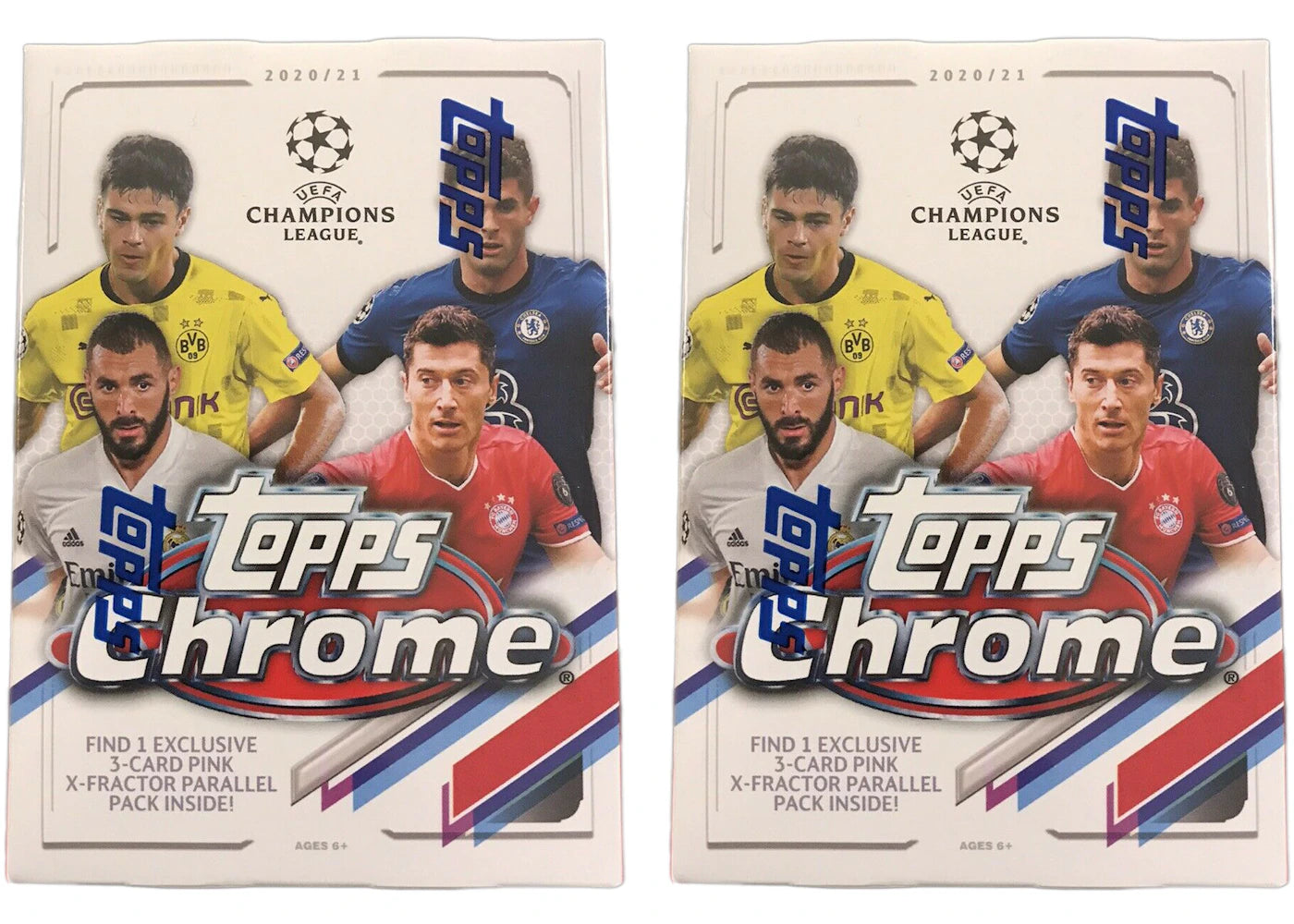 2020-21 Topps Chrome UEFA Champions League Soccer Blaster Box 2x Lot