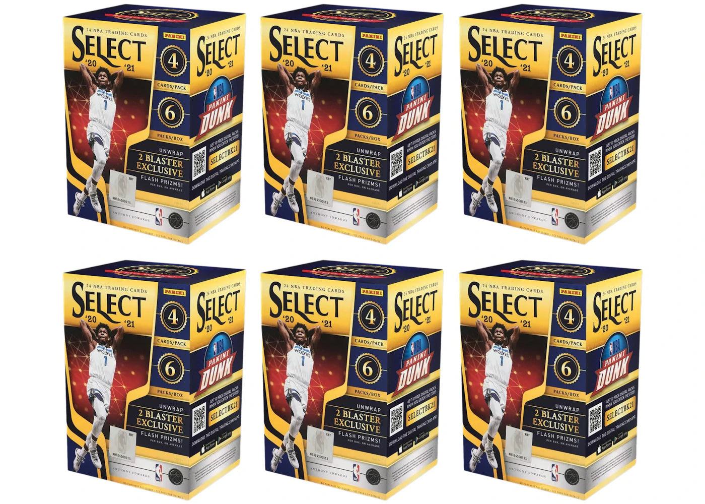 2020-21 Panini Select Basketball Blaster Box (Flash Prizms) 6x Lot