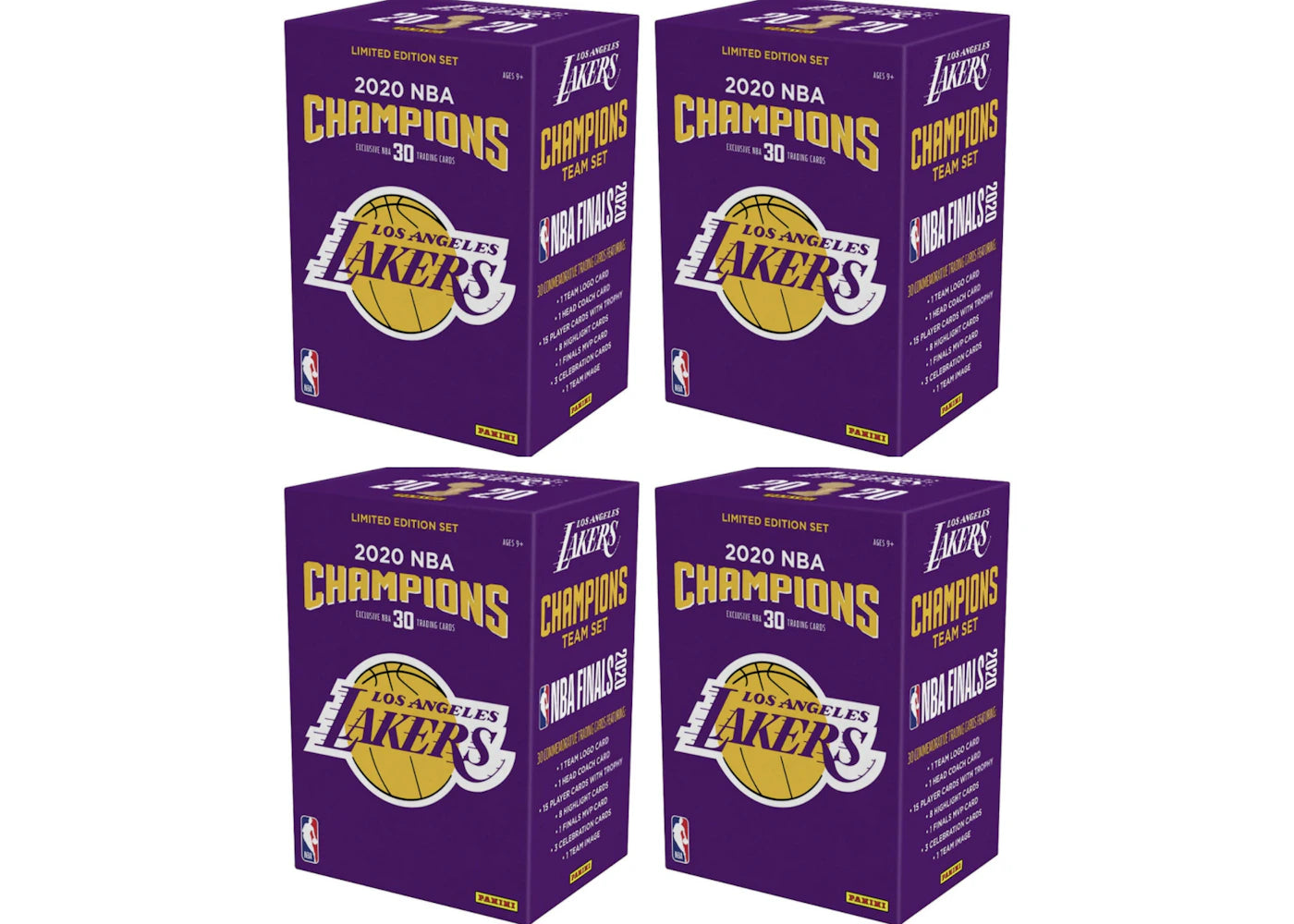2020 Panini Los Angeles Lakers NBA Finals Champions 30 Card Team Set 4X Lot