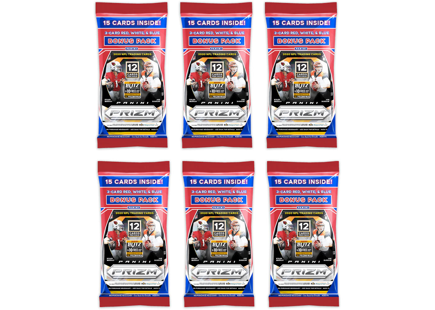 2020 Panini Prizm Football Cello Pack 6x Lot