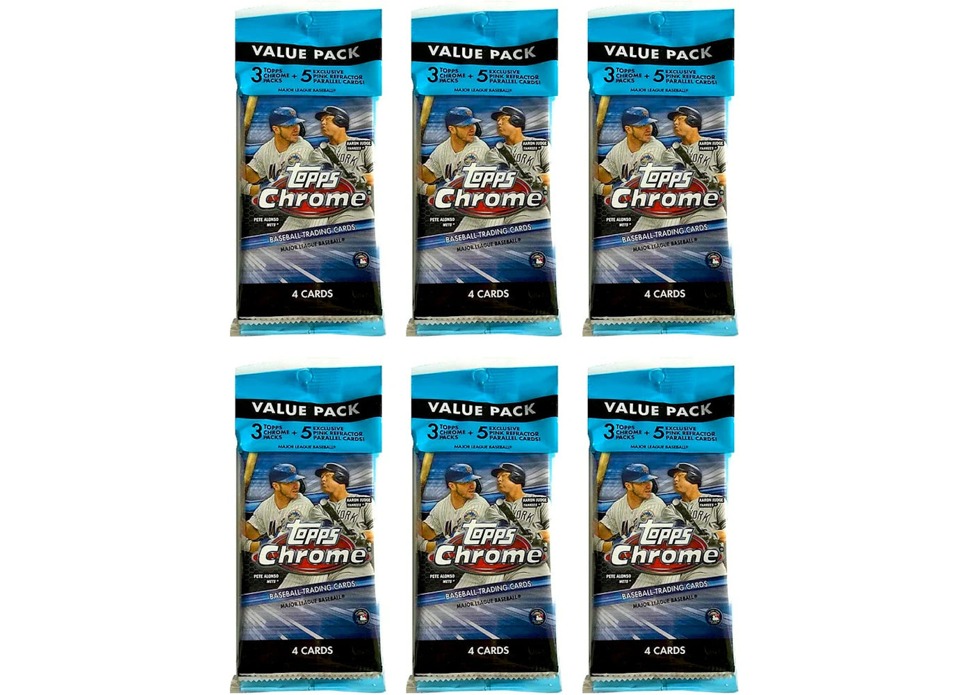 2020 Topps Chrome Baseball Value Pack 6x Lot