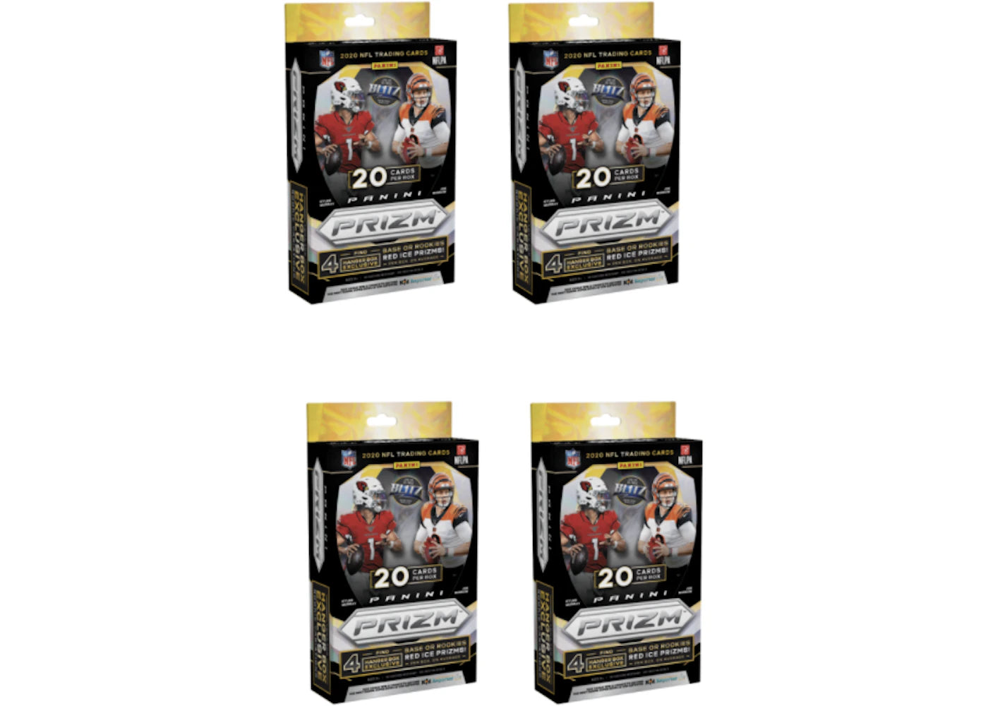 2020 Panini Prizm Football Hanger Box 20 ct Red Ice 4x Lot