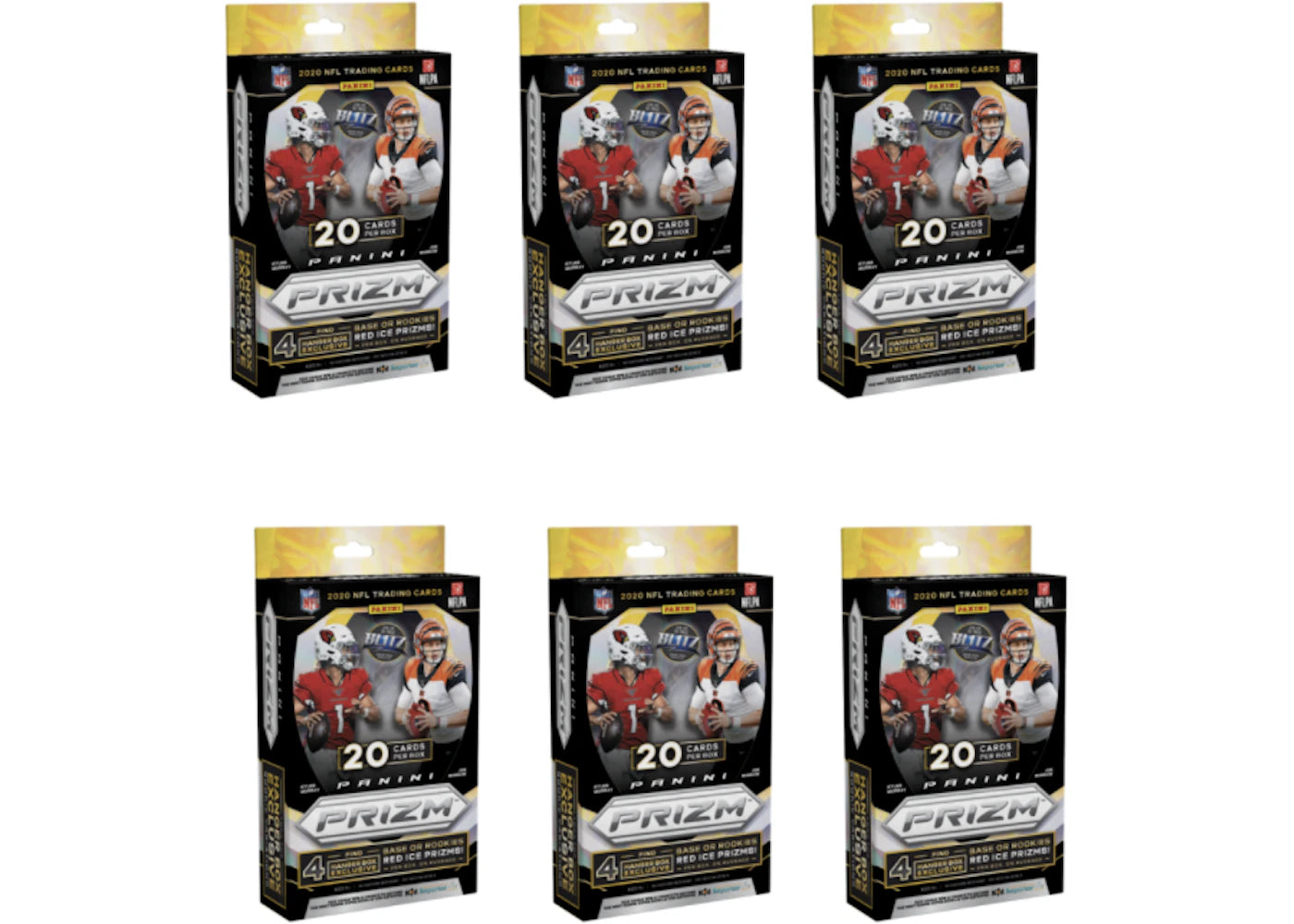 2020 Panini Prizm Football Hanger Box 20 ct Red Ice 6x Lot