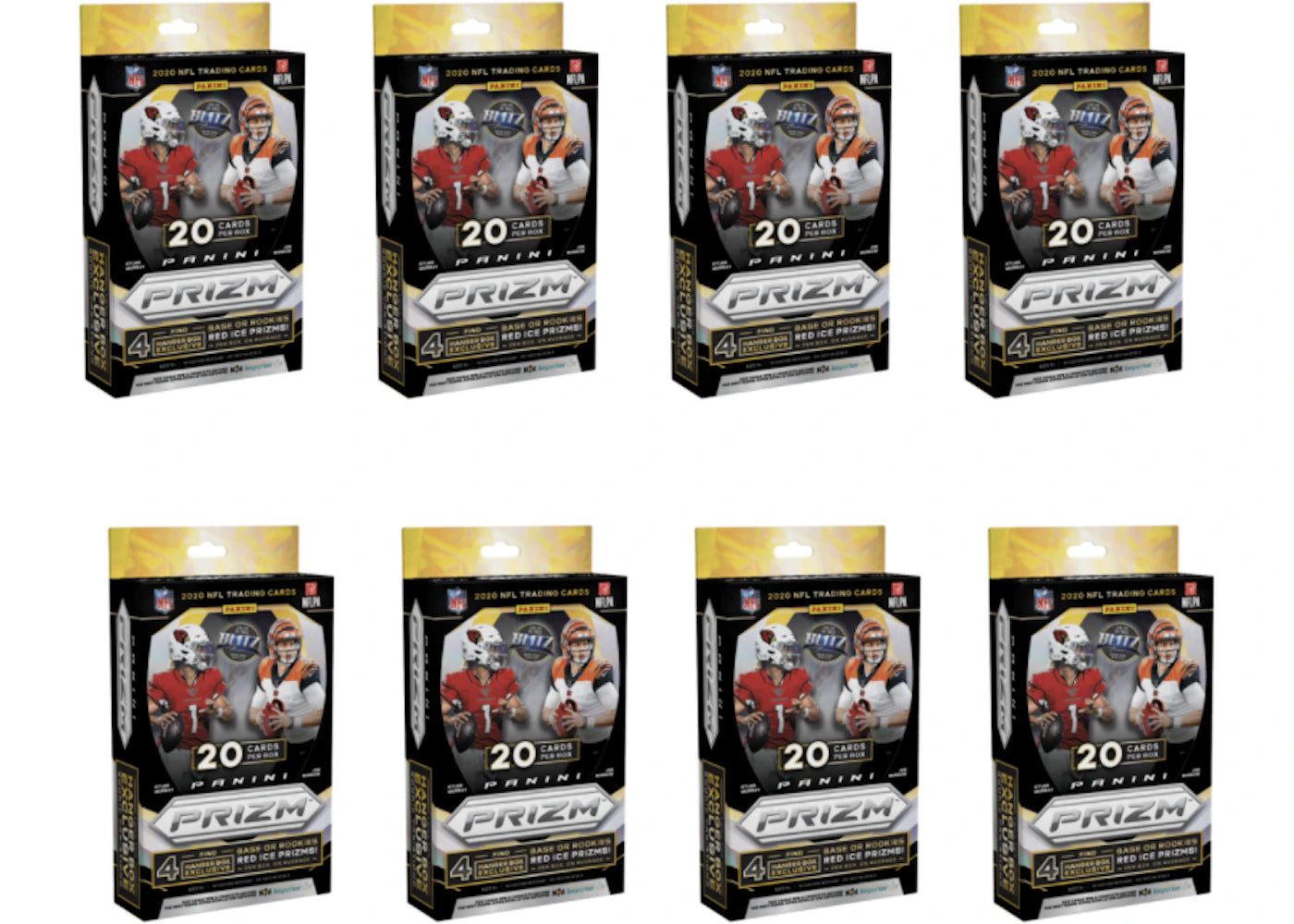 2020 Panini Prizm Football Hanger Box 20 ct Red Ice 8x Lot
