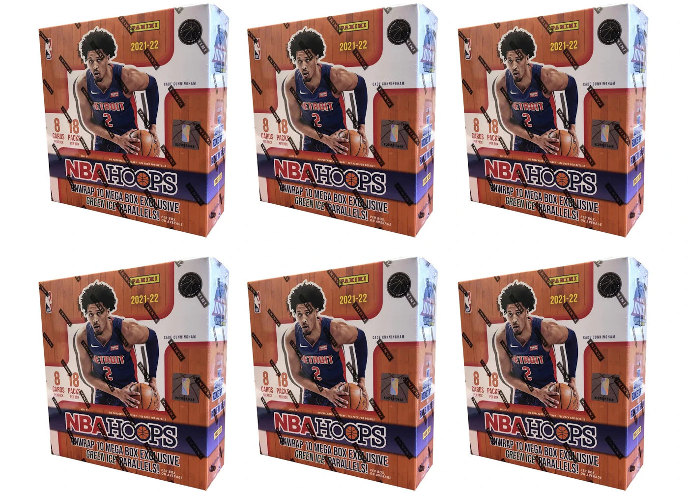 2021-22 Panini NBA Hoops Basketball Fanatics Exclusive Mega Box (Green Ice Parallels) 6x Lot