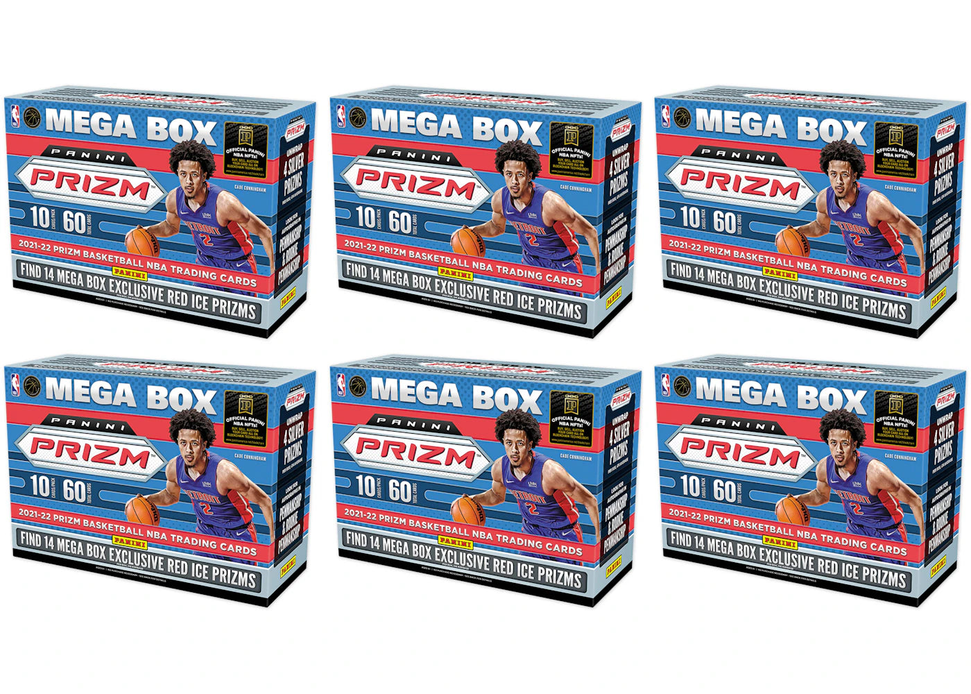 2021-22 Panini Prizm Basketball Mega Box (Red Ice Prizms) 6x Lot