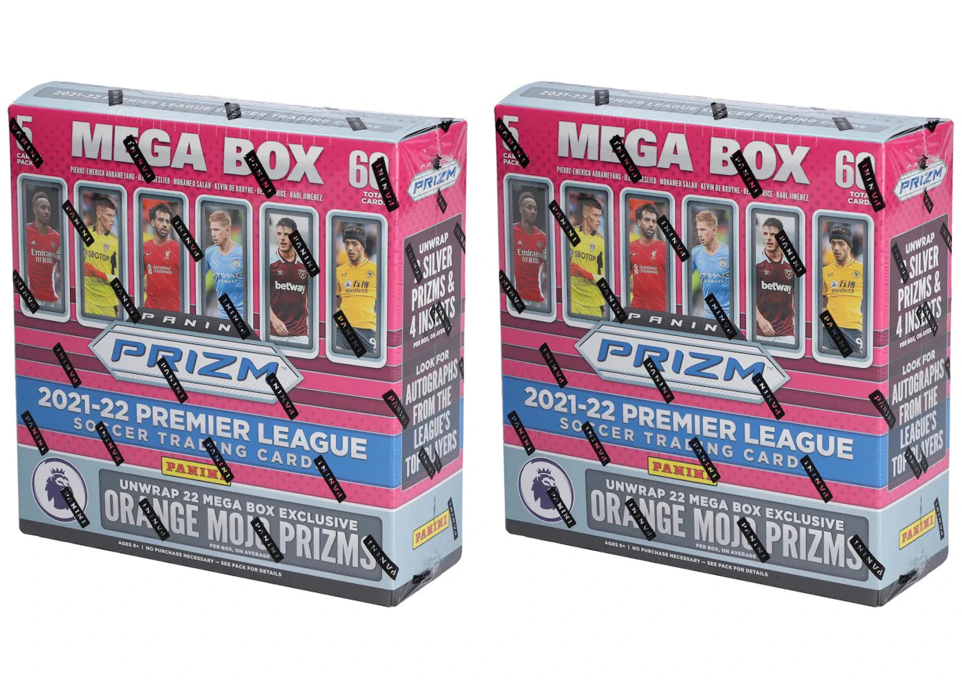 2021-22 Panini Prizm Premier League Soccer Fanatics Exclusive Mega Box (Orange Mojo Prizms) 2x Lot