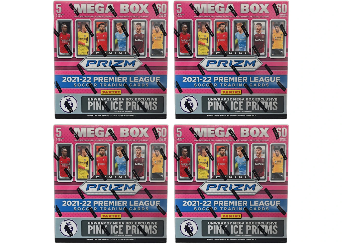 2021-22 Panini Prizm Premier League Soccer Mega Box (Pink Ice Prizms) 4x Lot