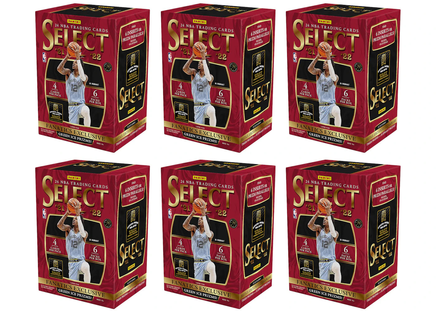 2021-22 Panini Select Basketball Fanatics Exclusive Blaster Box (Green Ice Prizms) 6x Lot