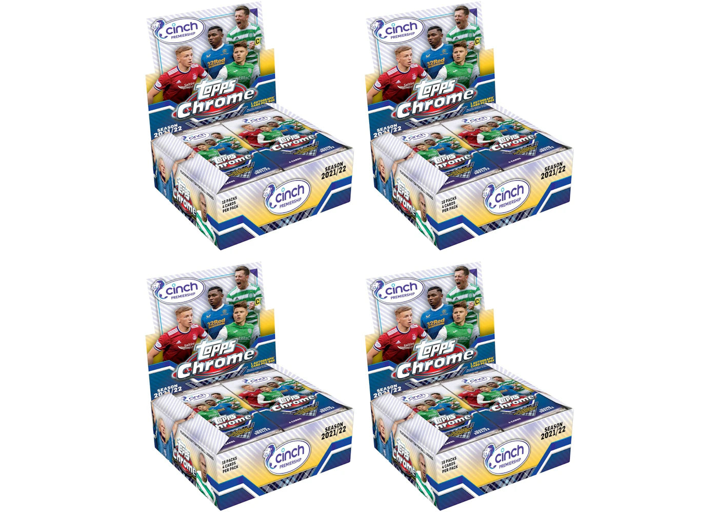 2021-22 Topps Chrome SPFL Soccer Hobby Box 4x Lot