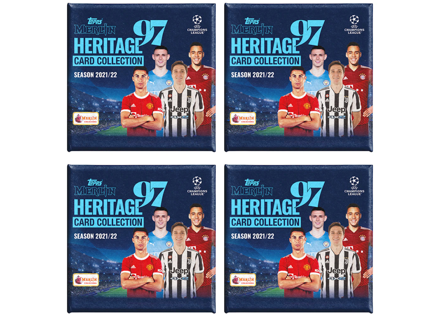 2021-22 Topps Merlin 97 Heritage UEFA Champions League Soccer Hobby Box 4x Lot