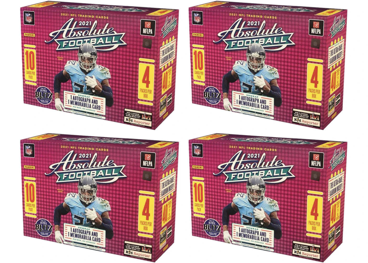 2021 Panini Absolute Football Mega Box (Red Parallels) 4x Lot