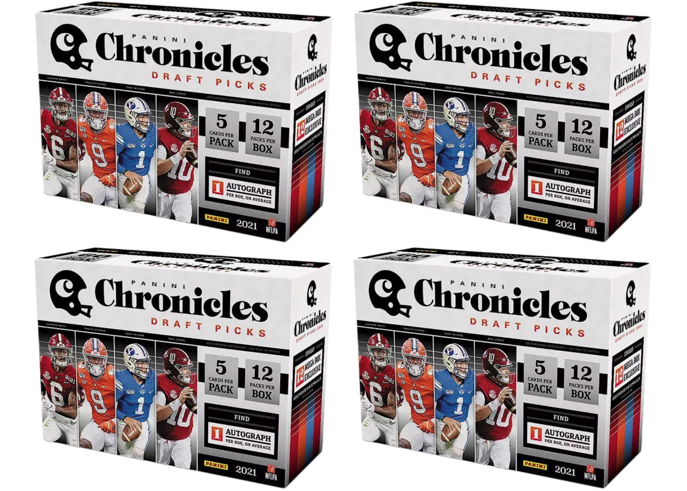 2021 Panini Chronicles Draft Picks College Football Mega Box (Orange Parallels) 4x Lot
