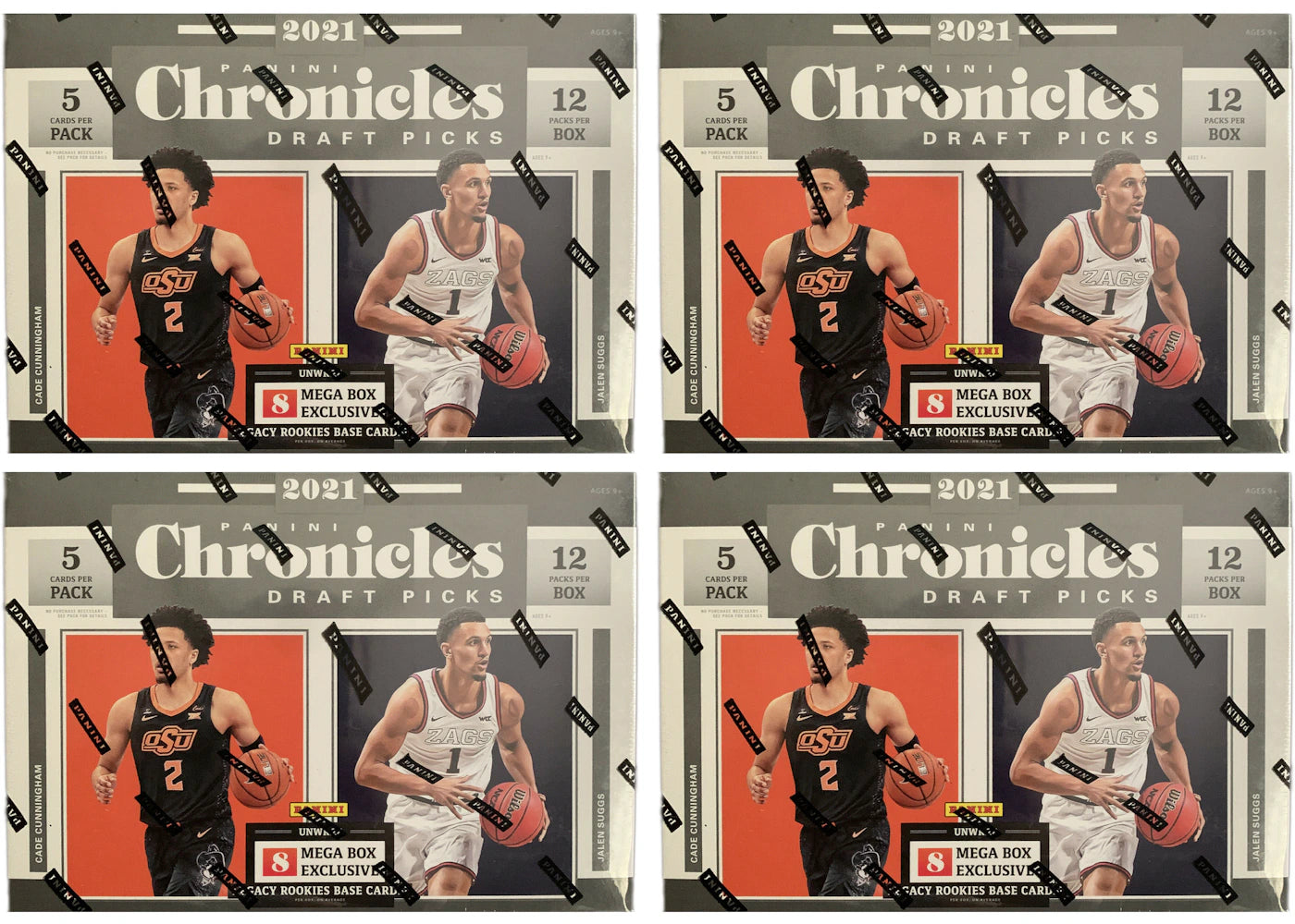 2021 Panini Chronicles Draft Picks Collegiate Basketball Mega Box (Orange Opti-Chrome Parallels) 4x Lot