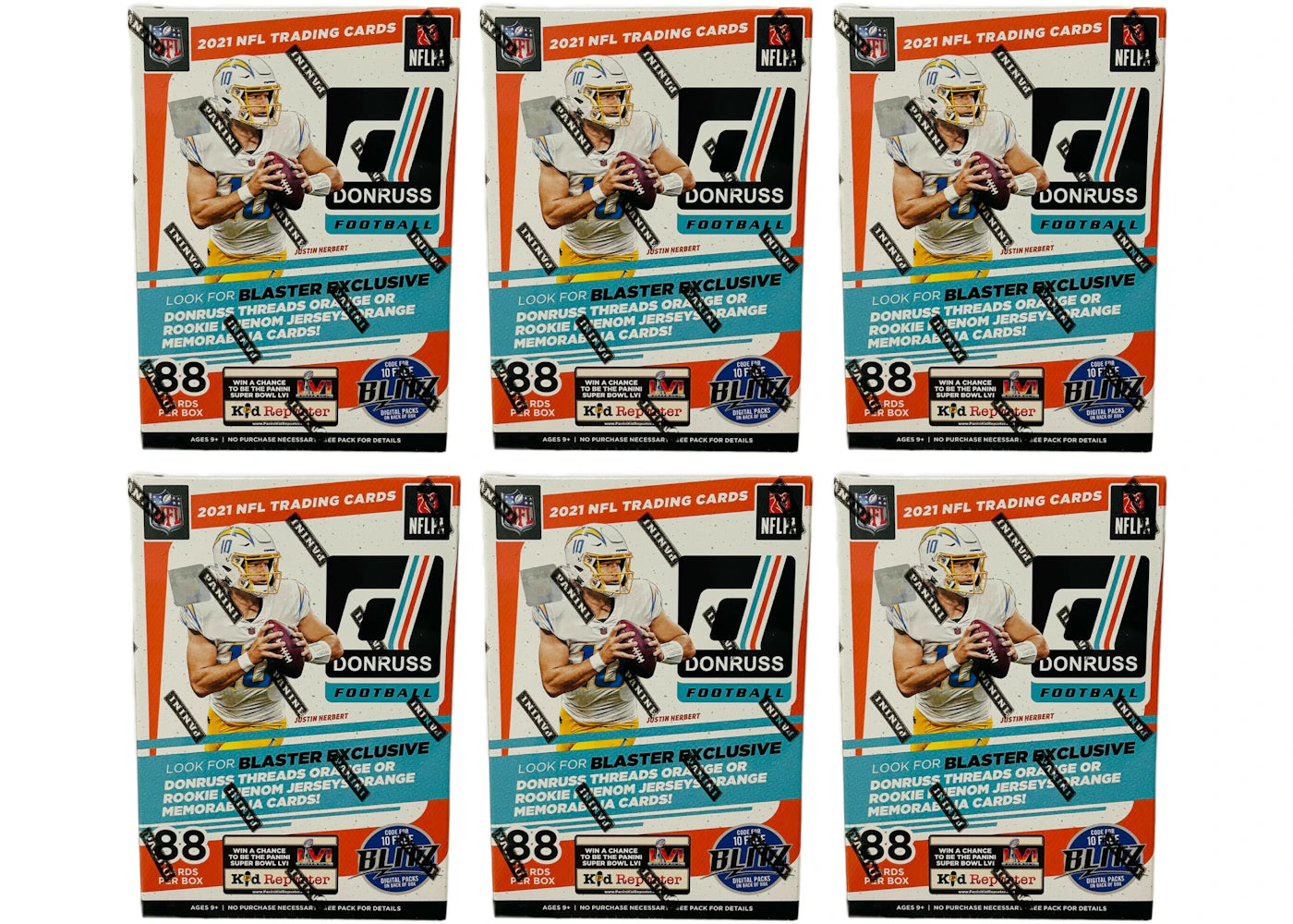 2021 Panini Donruss Football Blaster Box (Threads Orange) (Fanatics Exclusive) 6x Lot