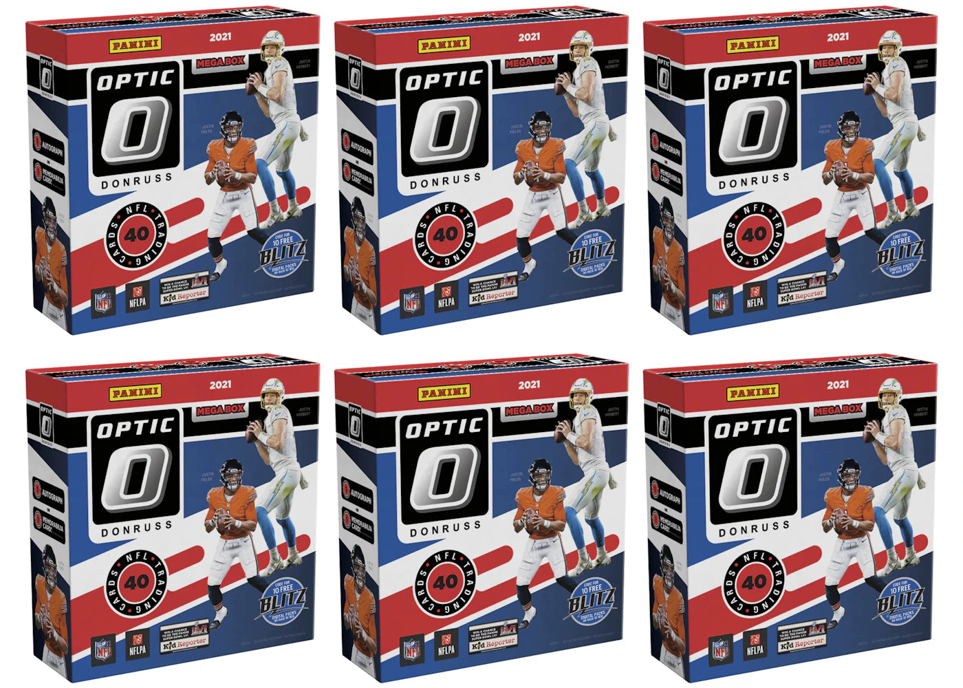 2021 Panini Donruss Optic Football Fanatics Exclusive Mega Box (Red Hyper Parallels) 6x Lot