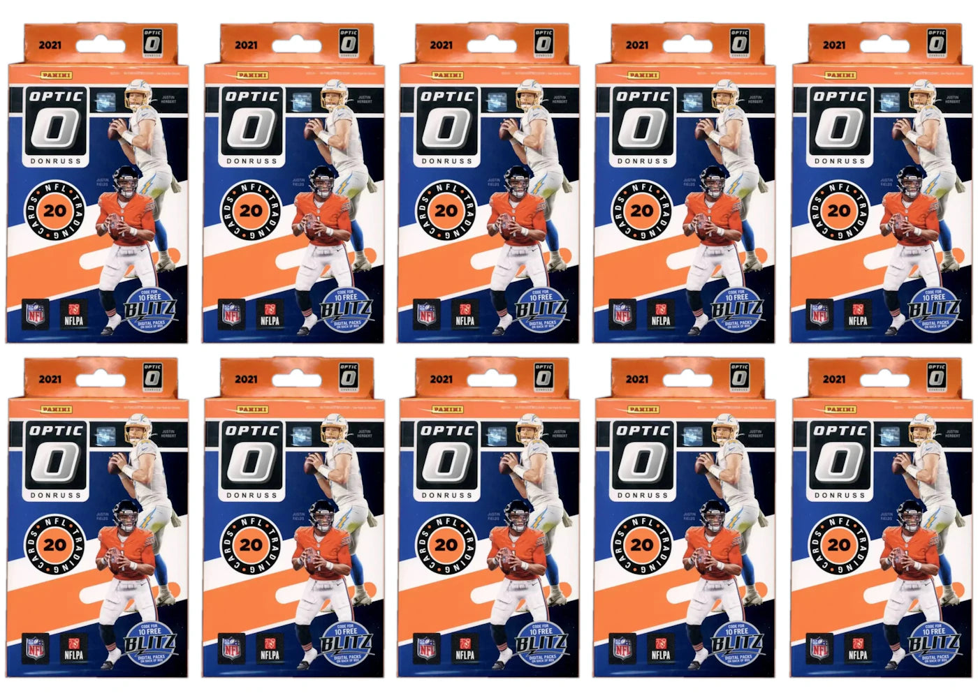 2021 Panini Donruss Optic Football Hanger Box (Blue Scope Parallels) 10x Lot