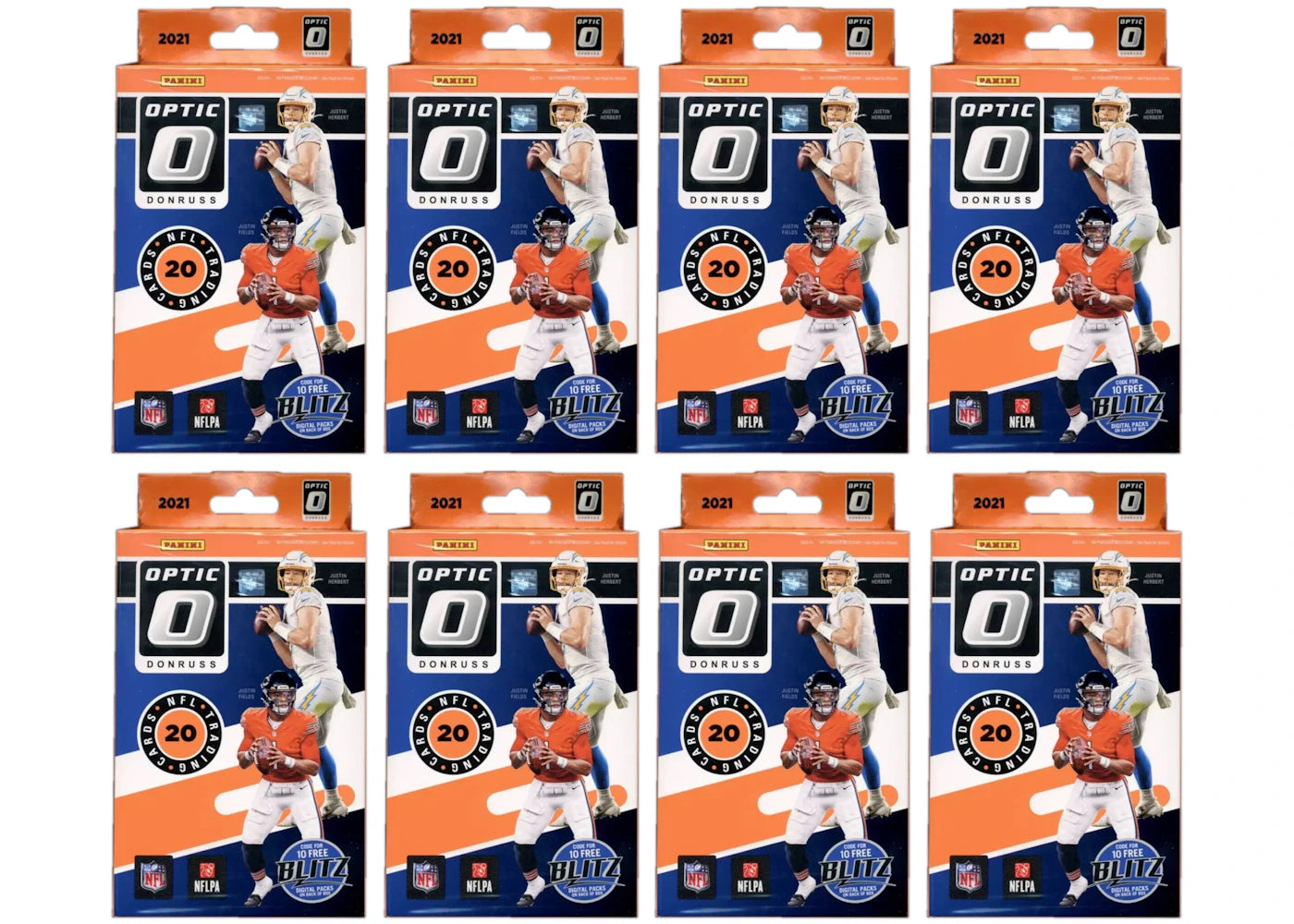 2021 Panini Donruss Optic Football Hanger Box (Blue Scope Parallels) 8x Lot