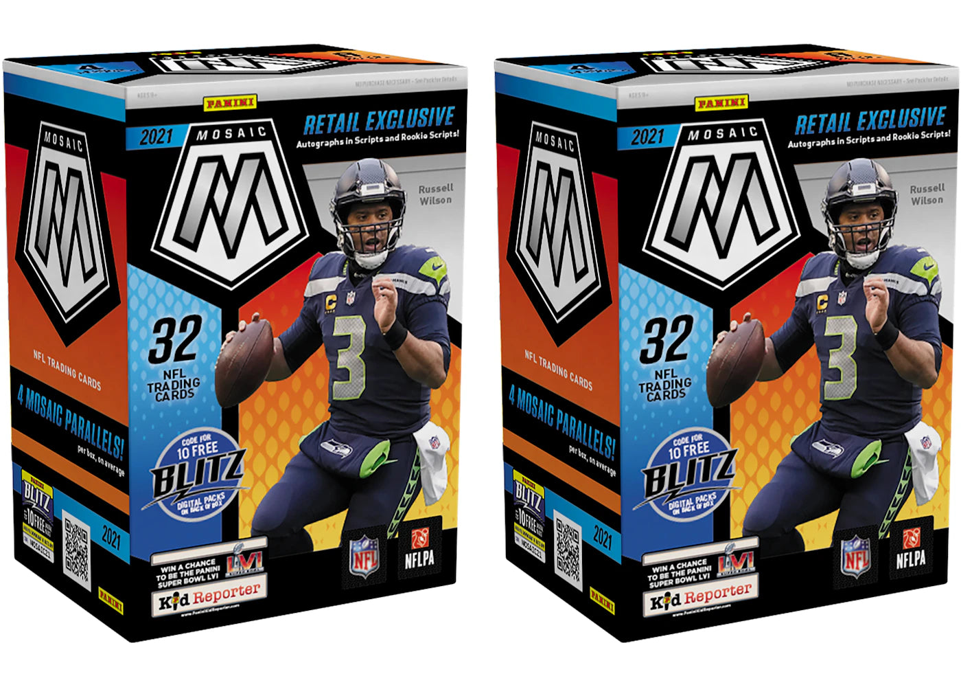 2021 Panini Mosaic Football Blaster Box (Orange Fluorescent Parallels) 2x Lot