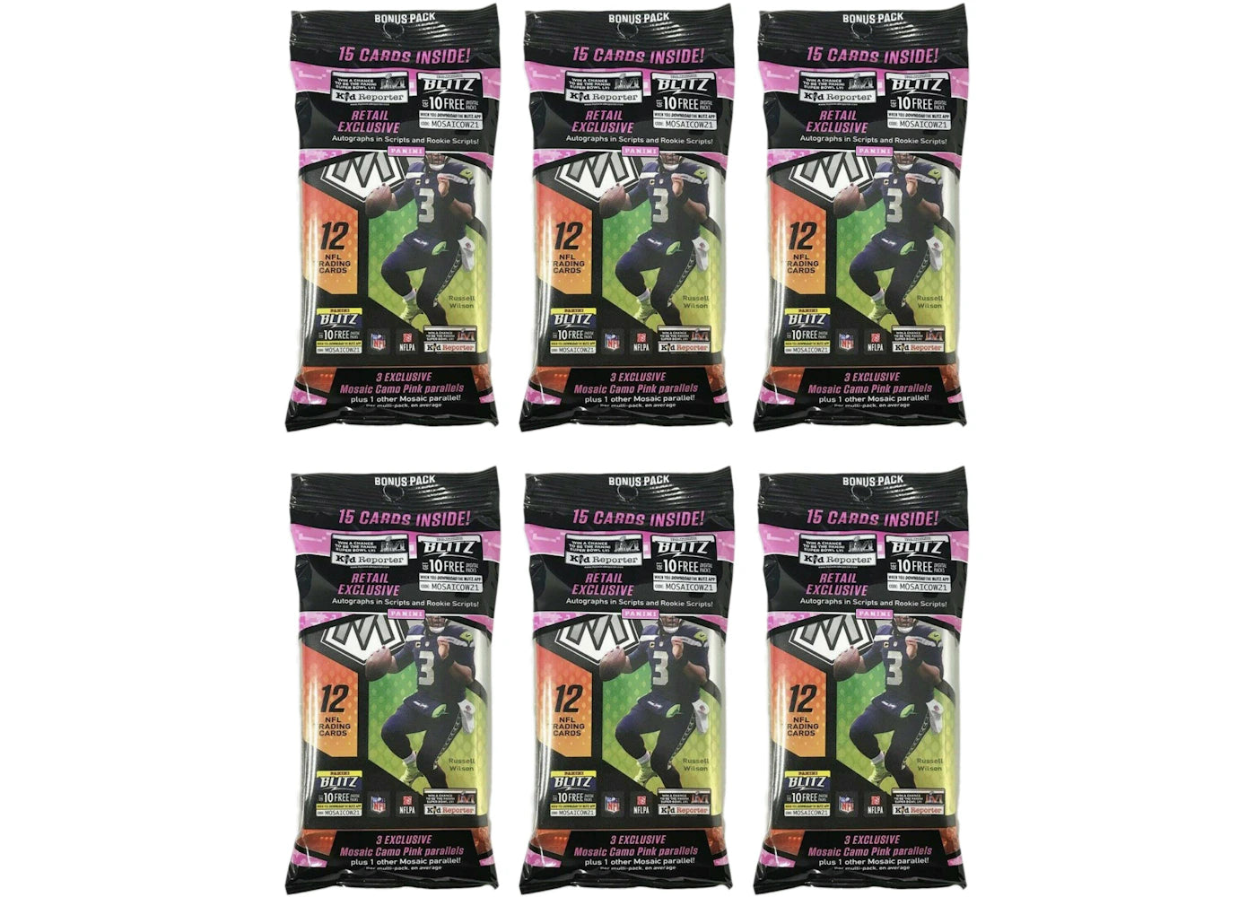 2021 Panini Mosaic Football Cello Pack 6x lot
