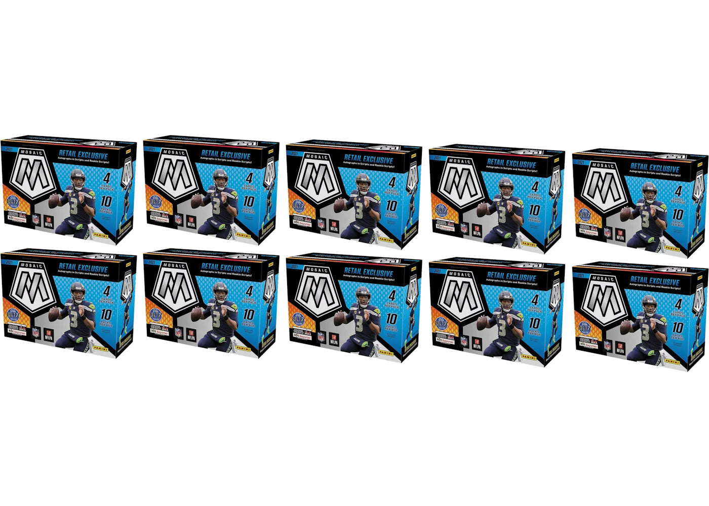 2021 Panini Mosaic Football Mega Box (Target) (Reactive Yellow Parallels) 10x Lot