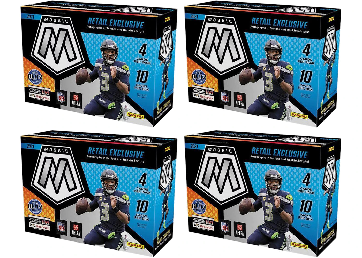 2021 Panini Mosaic Football Mega Box (Target) (Reactive Yellow Parallels) 4x Lot
