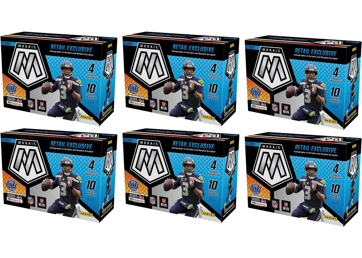2021 Panini Mosaic Football Mega Box (Target) (Reactive Yellow Parallels) 6x Lot