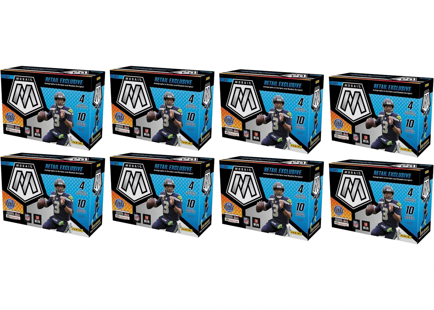 2021 Panini Mosaic Football Mega Box (Target) (Reactive Yellow Parallels) 8x Lot