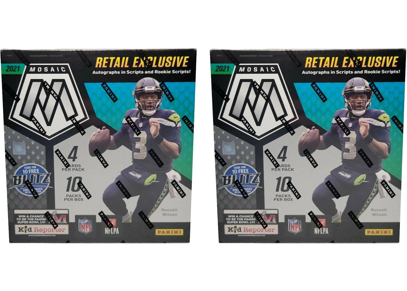 2021 Panini Mosaic Football Mega Box (Walmart) (Reactive Blue Parallels) 2x Lot