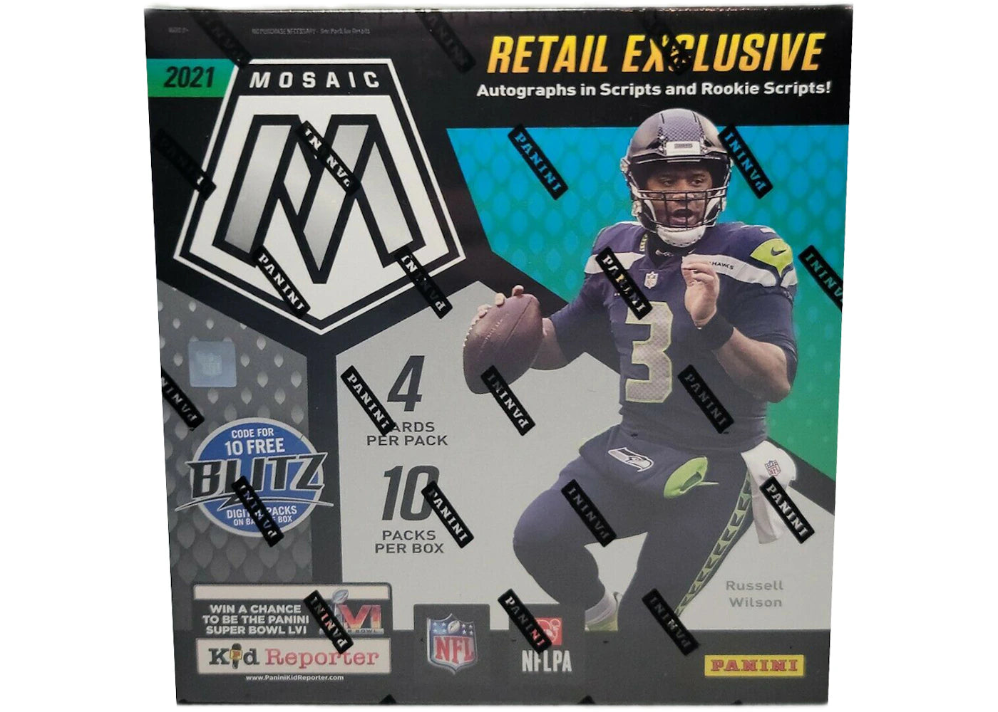 2021 Panini Mosaic Football Mega Box (Walmart) (Reactive Blue Parallels)
