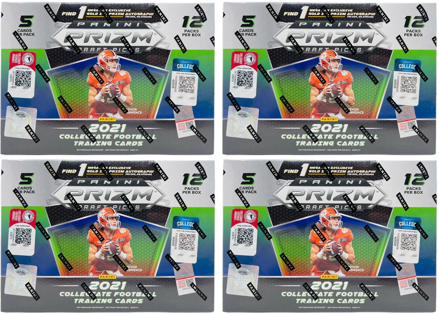 2021 Panini Prizm Draft Picks College Football Mega Box (Gold Ice Prizm) 4x Lot
