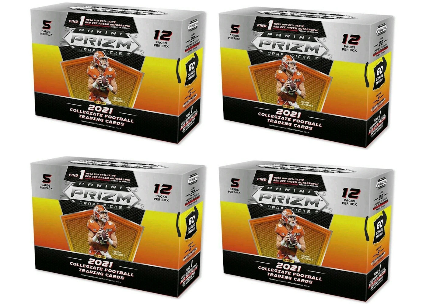 2021 Panini Prizm Draft Picks College Football Mega Box (Red Ice Prizm) 4x Lot