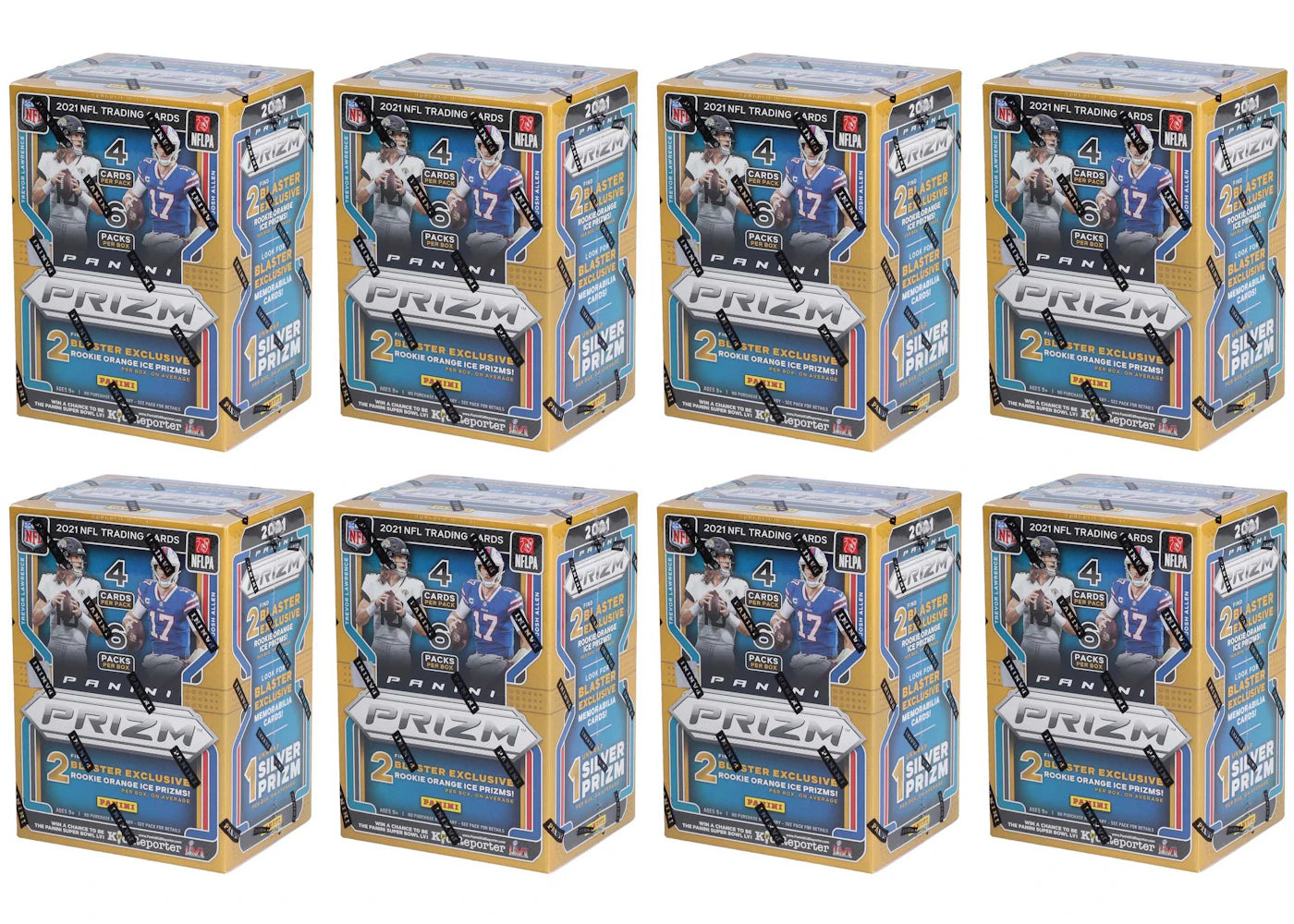 2021 Panini Prizm Football Fanatics Exclusive Blaster Box (Orange Ice Prizms) 8x Lot