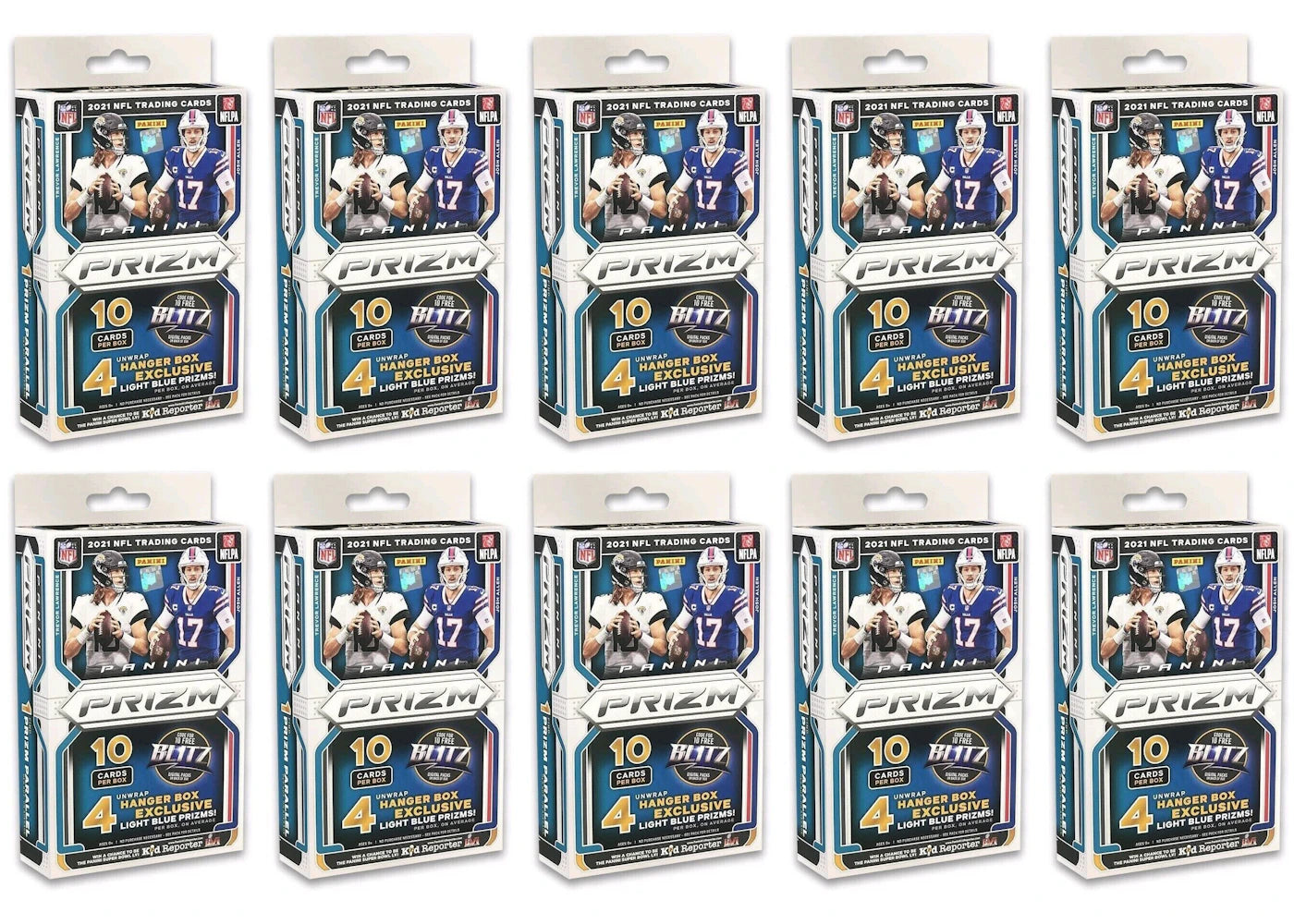 2021 Panini Prizm Football Hanger Box (Light Blue Prizms) 10x Lot