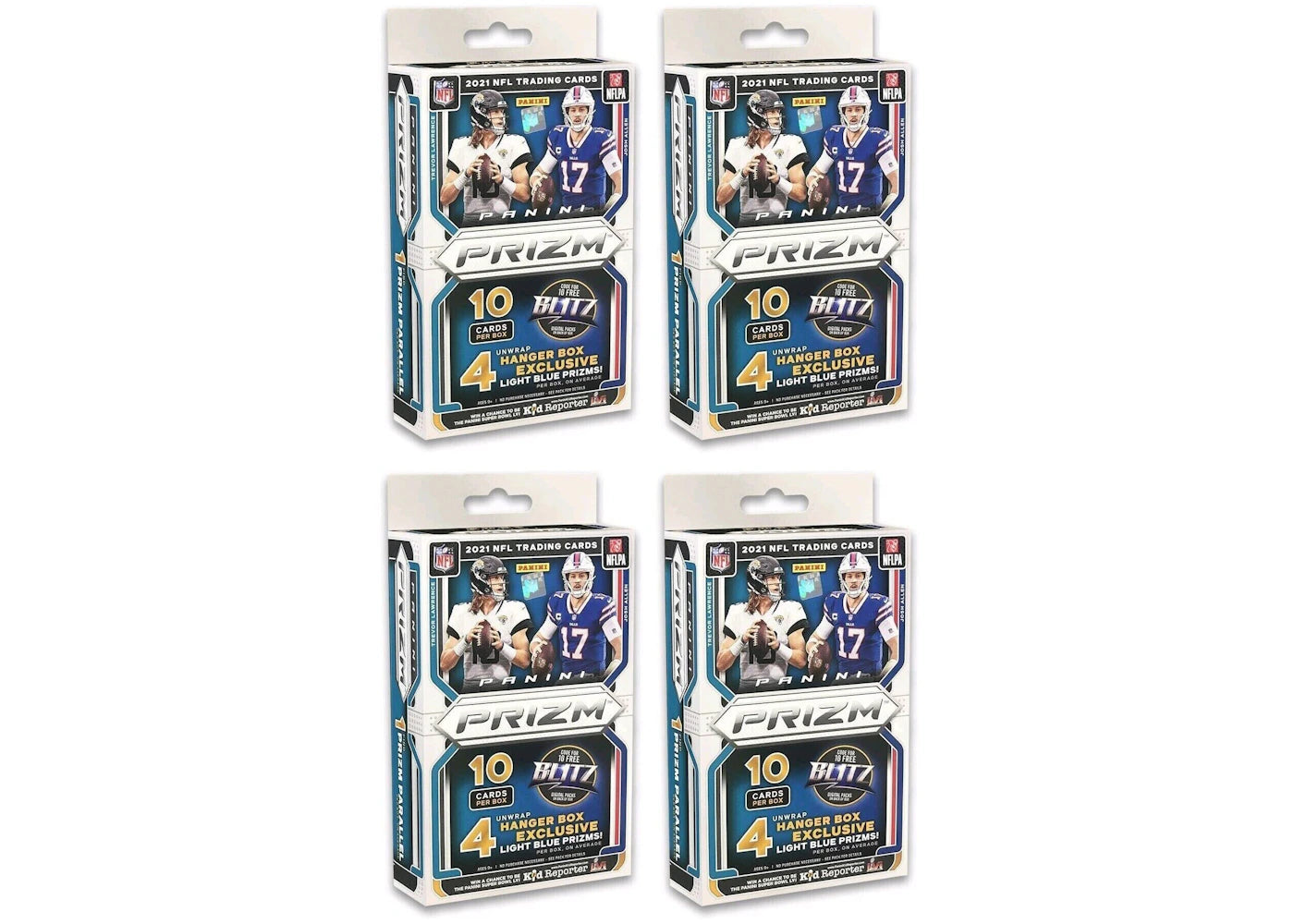 2021 Panini Prizm Football Hanger Box (Light Blue Prizms) 4x Lot