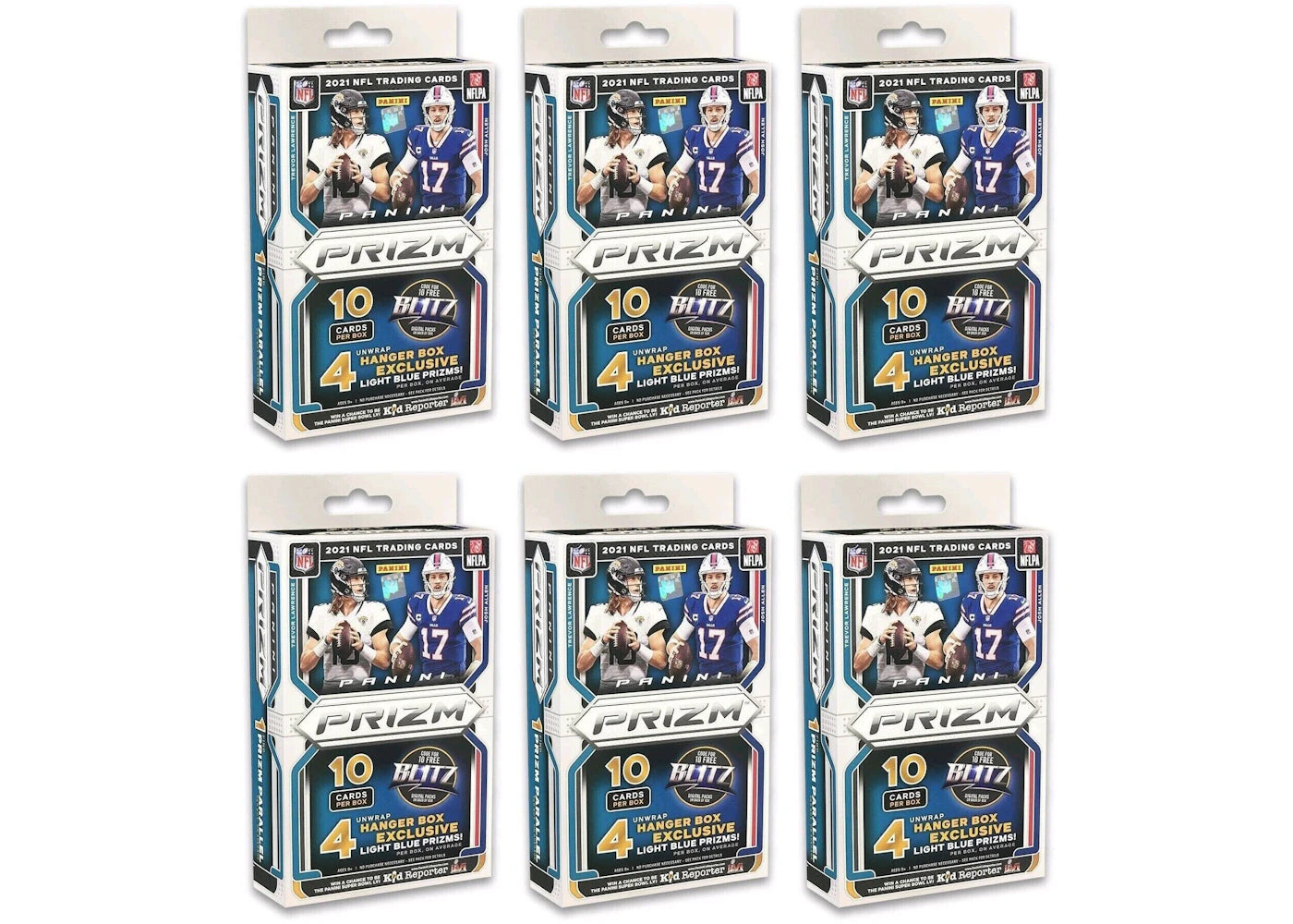 2021 Panini Prizm Football Hanger Box (Light Blue Prizms) 6x Lot
