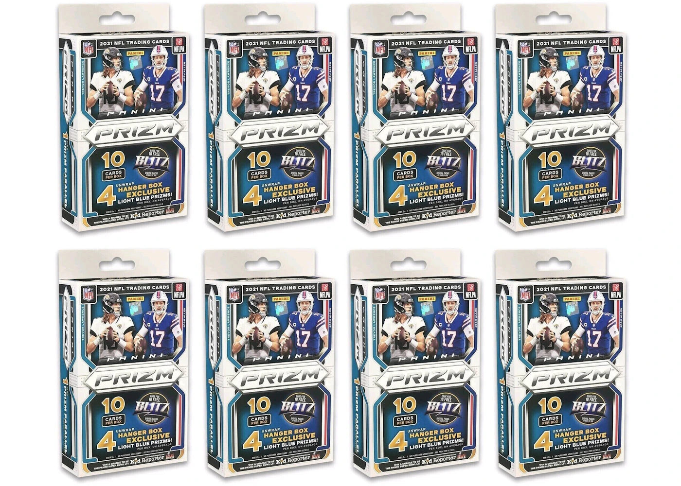 2021 Panini Prizm Football Hanger Box (Light Blue Prizms) 8x Lot