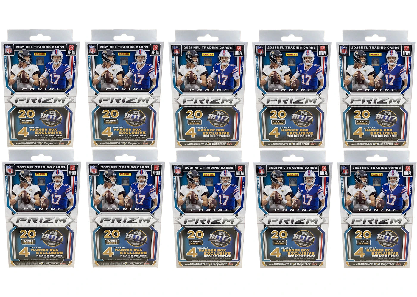 2021 Panini Prizm Football Hanger Box (Red Ice Prizms) 10x Lot