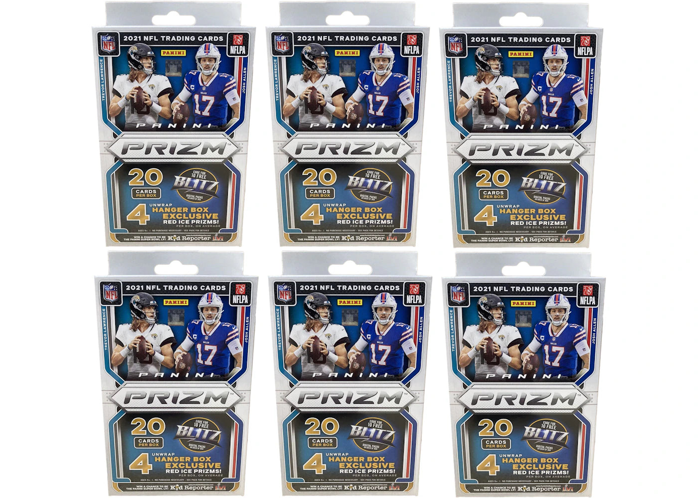 2021 Panini Prizm Football Hanger Box (Red Ice Prizms) 6x Lot