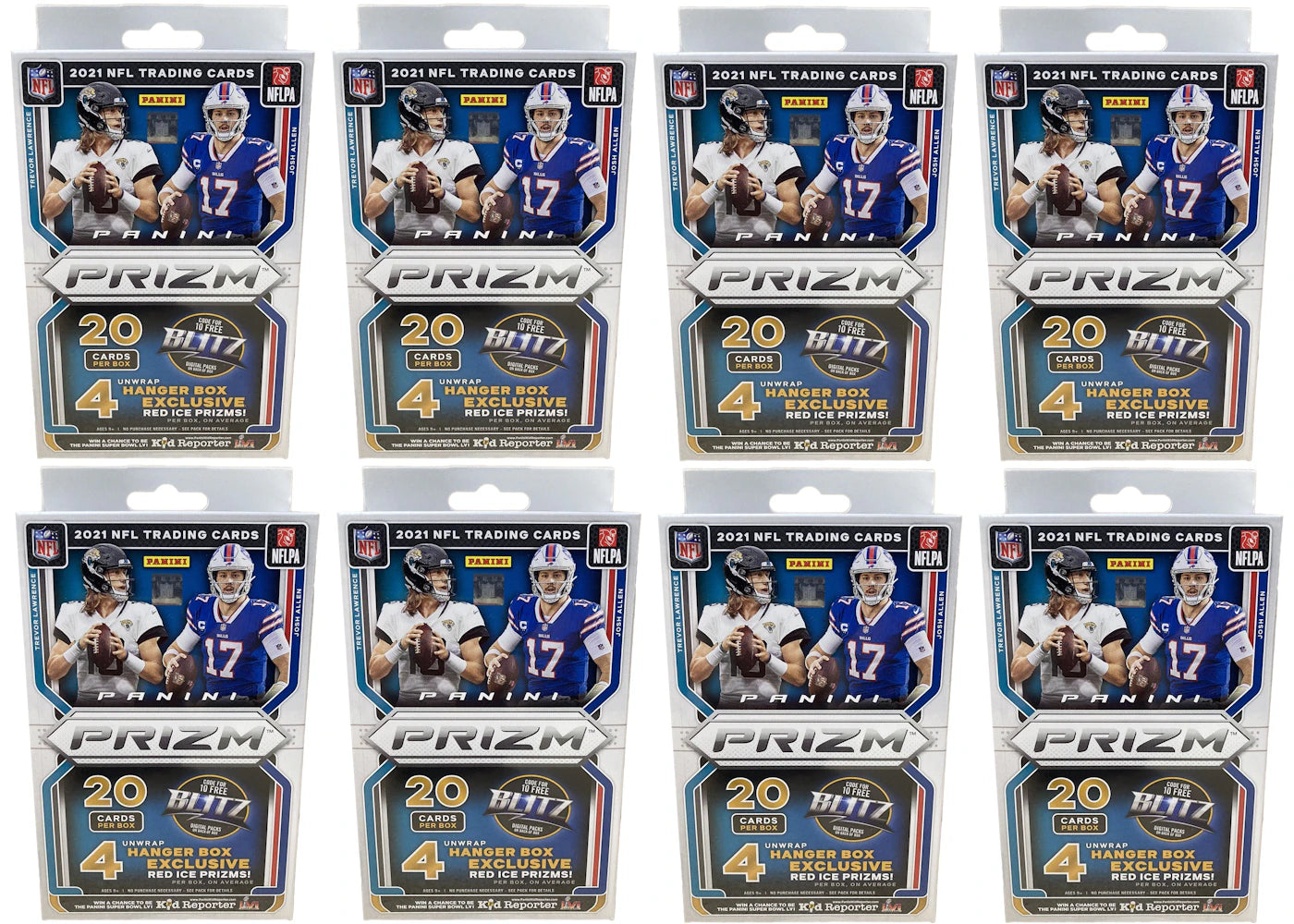 2021 Panini Prizm Football Hanger Box (Red Ice Prizms) 8x Lot